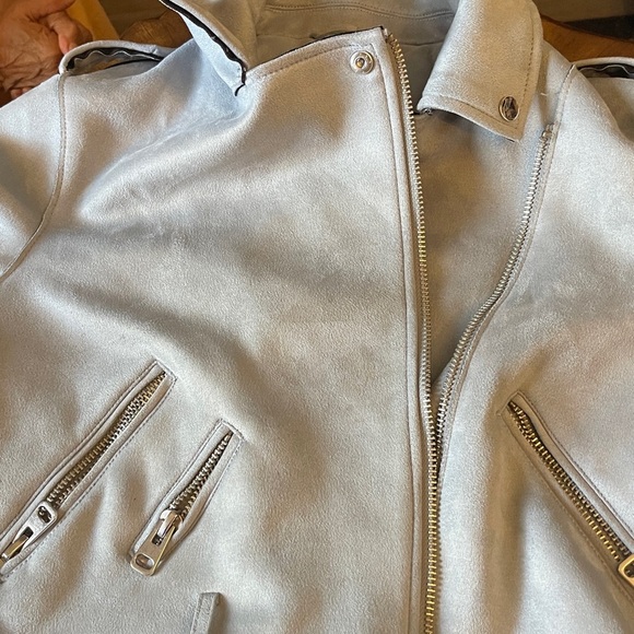 Zara Basic Outerwear Faux Suede Moto Jacket Size L - Picture 4 of 6